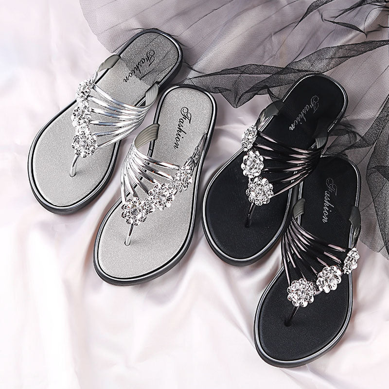 New high-end women's slippers summer flip-flops flat-bottomed pinch women's shoes wear versatile casual non-slip and wear-resistant