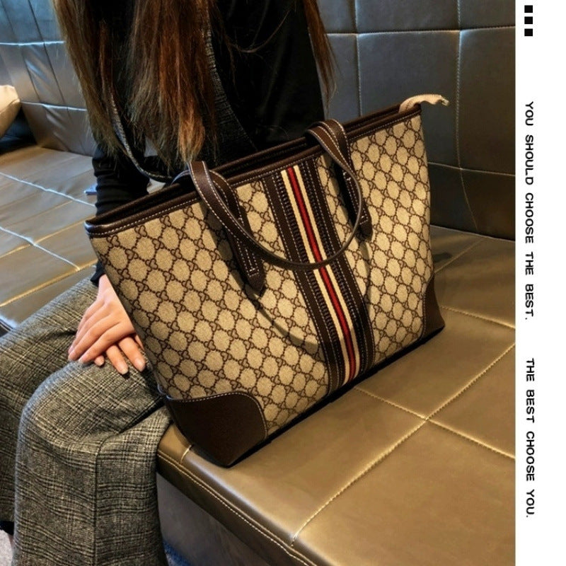 Leather bag women's 2025 new shoulder portable tote large bag large capacity women's bag mommy go out bag