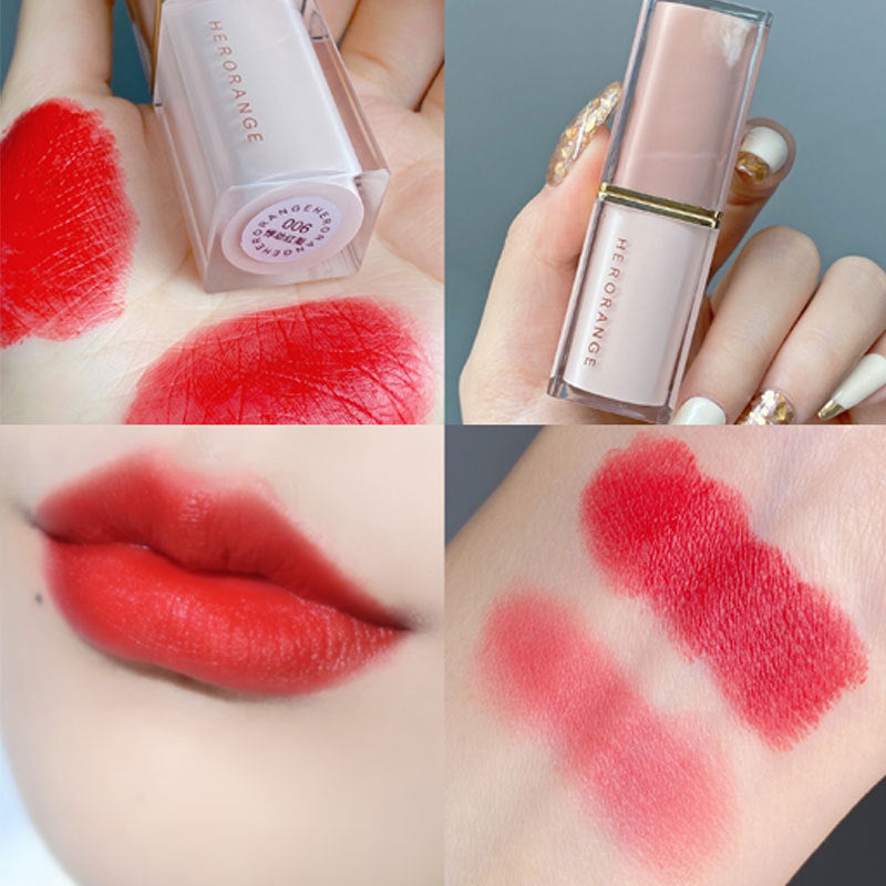 HERORANGE crystal square tube lipstick matte velvet matte lipstick waterproof, sweat-proof and long-lasting non-fading lipstick
