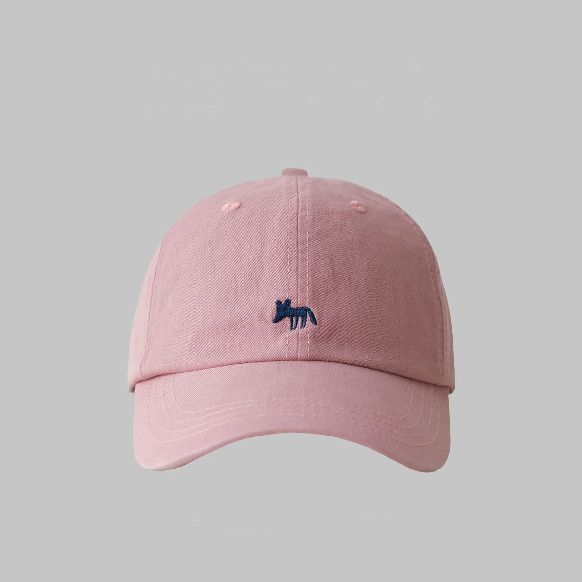 Cute little fox embroidered baseball cap for women's summer 2024 new wide-brimmed face small sunscreen sunshade cap