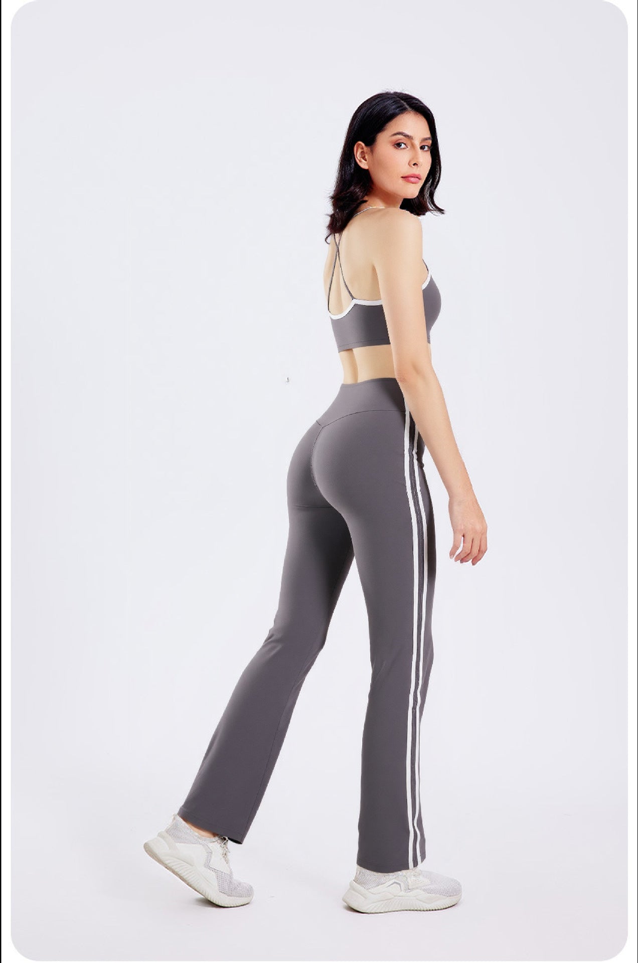 New high-waisted flared pants nude tight hips yoga suit outdoor sports running loose sports suit