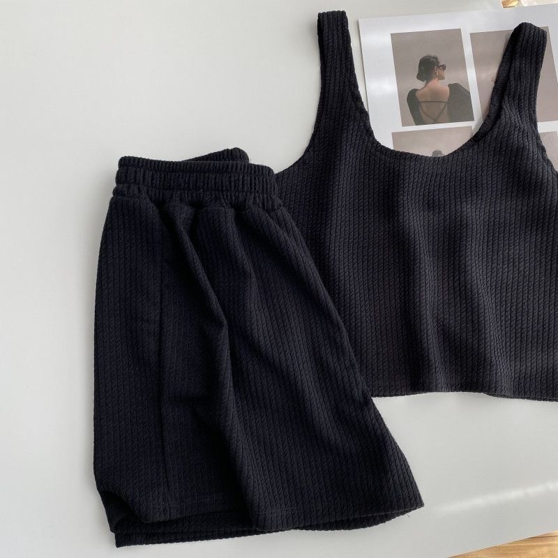 2025 Girls Summer Large Size Casual Suit Fat mm Loose Vest Top Wide Leg Shorts Lazy Home Two-piece Set
