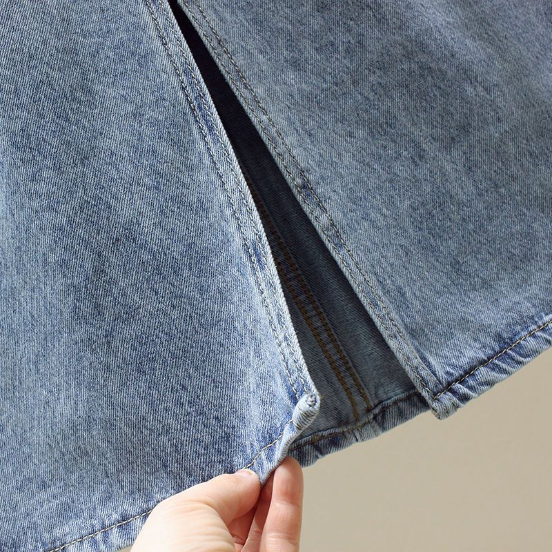 High waist split denim skirt women's summer 2025 new meat covering and thin slim skirt word hip skirt