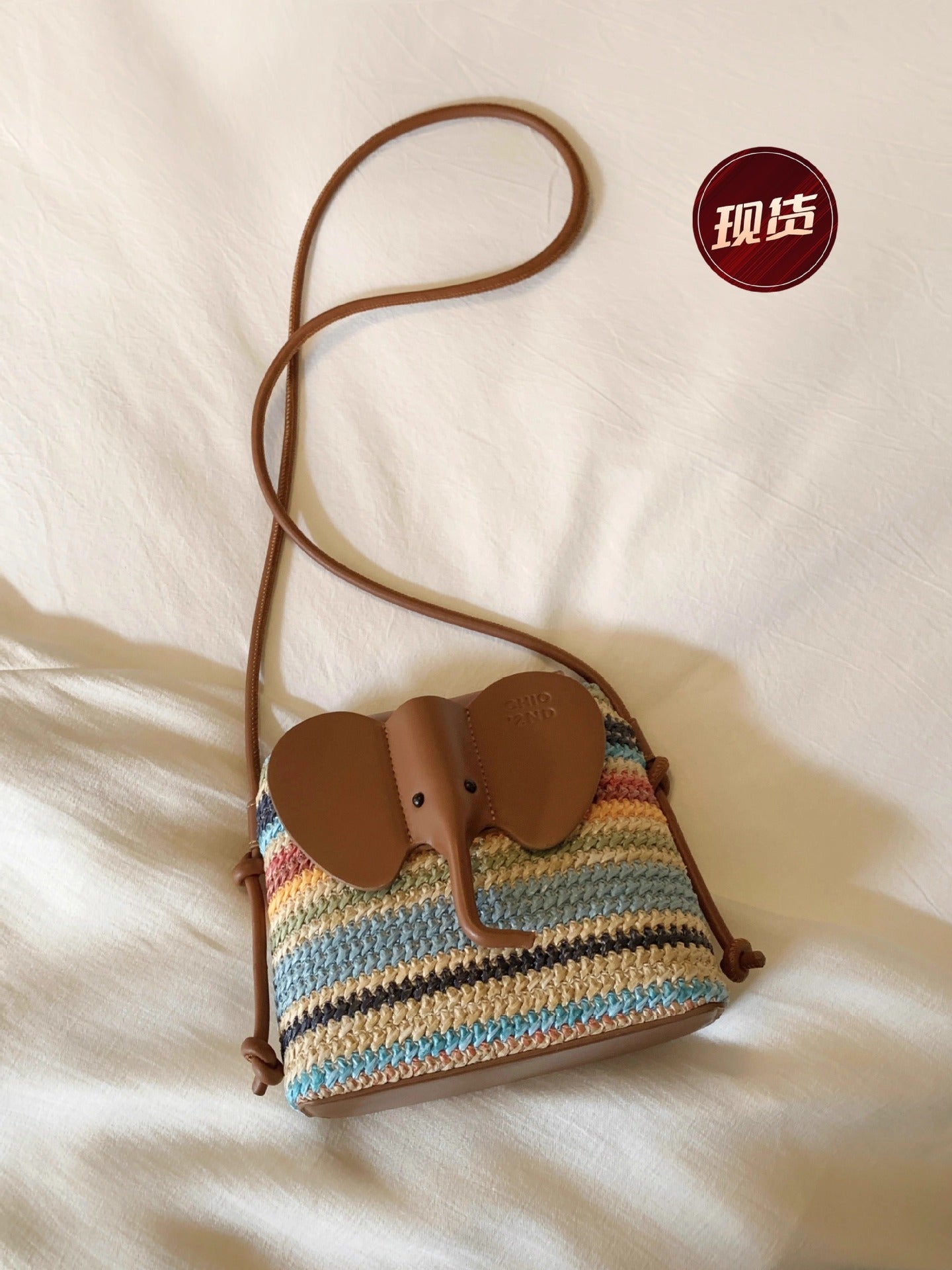 Nanfeng Chio2nd summer night evening wind bucket bag rainbow baby elephant woven bag women's summer shoulder messenger bag