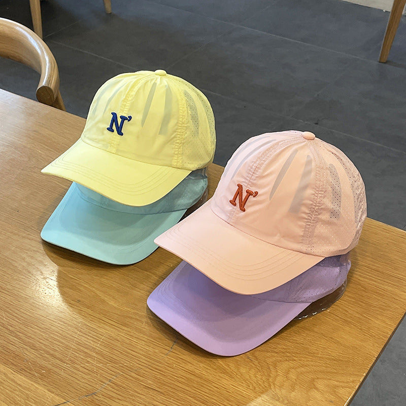 Small fresh and thin simple sunscreen baseball cap children's summer embroidery couple parent-child cap quick-drying sun hat