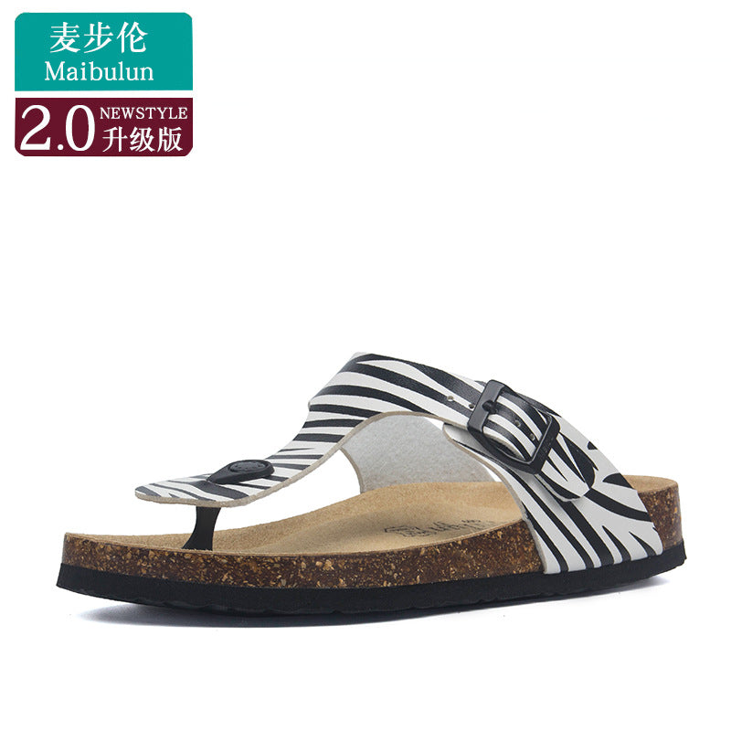 Cork Slippers Men and Women Couples Beach Home Outdoor Flip-flops Boken Shoes Summer
