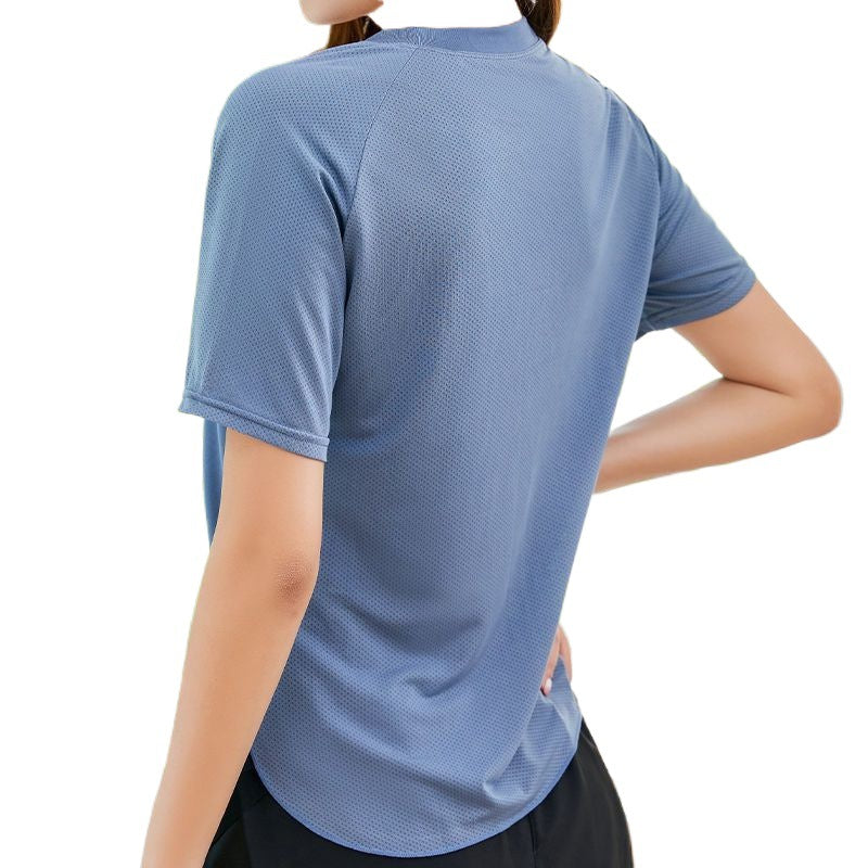 Quick-drying shirts women's sports running training fitness clothes loose large size short-sleeved mesh breathable thin tops summer factory