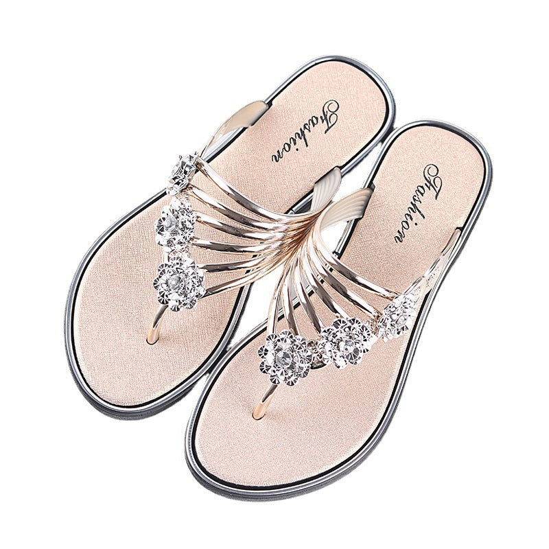 New high-end women's slippers summer flip-flops flat-bottomed pinch women's shoes wear versatile casual non-slip and wear-resistant