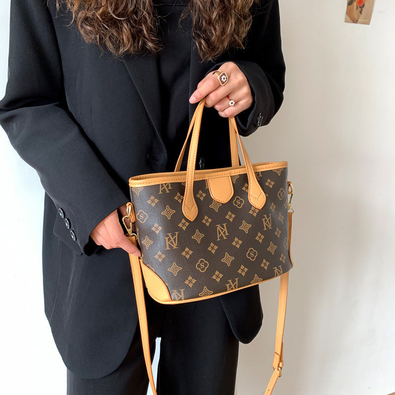 2025 women's bag new large-capacity retro commuter shoulder handheld alphabet bag versatile model