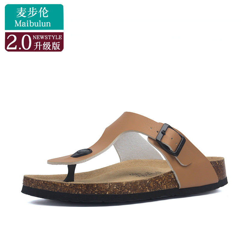 Cork Slippers Men and Women Couples Beach Home Outdoor Flip-flops Boken Shoes Summer
