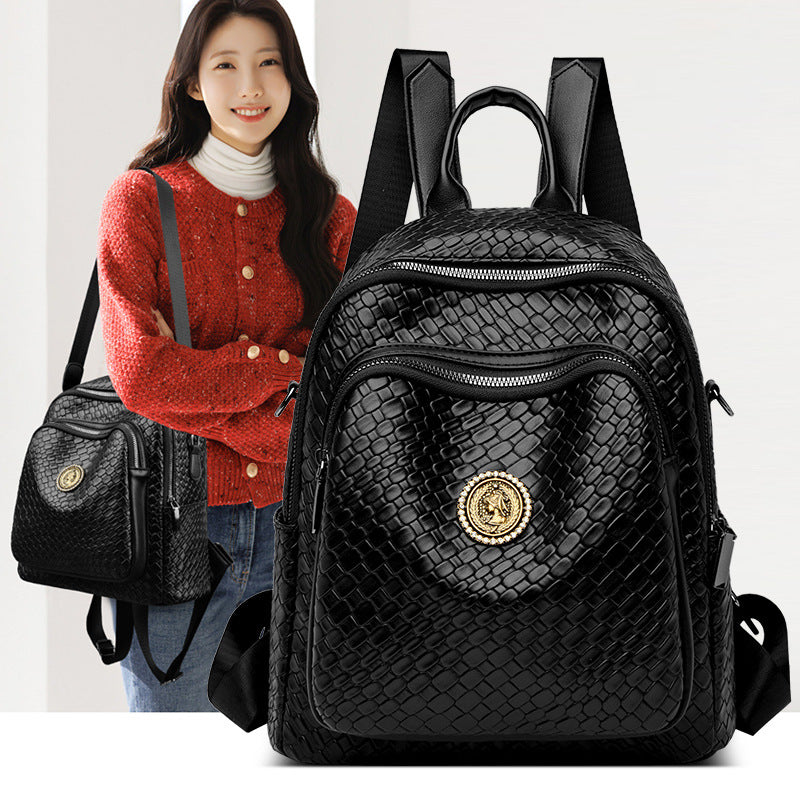 Fashion backpack women's 2025 new large-capacity soft leather anti-theft travel women's bag, foreign style versatile casual backpack