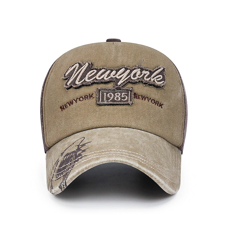 New washed flash patch three-dimensional embroidery letter baseball cap men and women youth old sun hat