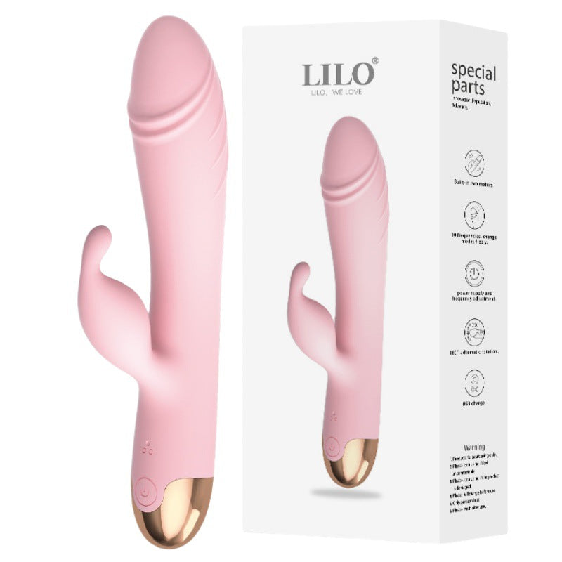 Vibrator rotating and swinging multi-frequency inner and outer double-headed AV stick female masturbator sex products