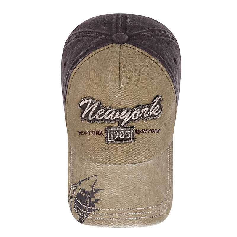 New washed flash patch three-dimensional embroidery letter baseball cap men and women youth old sun hat