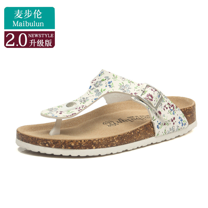 Cork Slippers Men and Women Couples Beach Home Outdoor Flip-flops Boken Shoes Summer