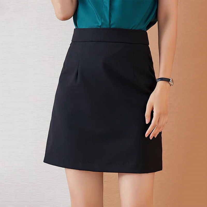 Skirt Women's A-shaped Skirt Suit Work Skirt Summer High Waist Big Skirt Temperament Dress One Step Black Professional Skirt A