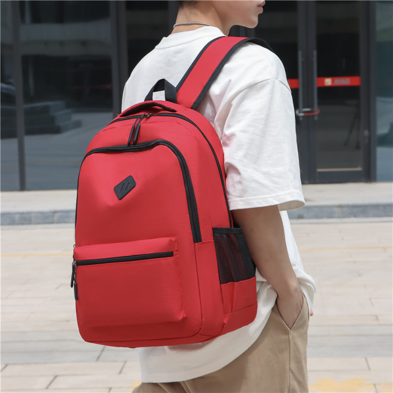 Business backpack large capacity solid color simple couple casual backpack campus style Japanese versatile women