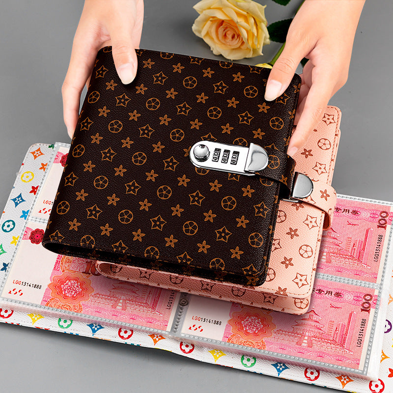 2025 new password lock, cash savings can be put only in cash storage bag, large-capacity protective cover, financial management