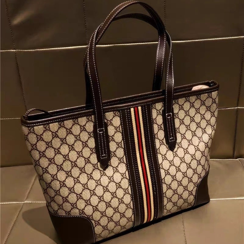 Leather bag women's 2025 new shoulder portable tote large bag large capacity women's bag mommy go out bag