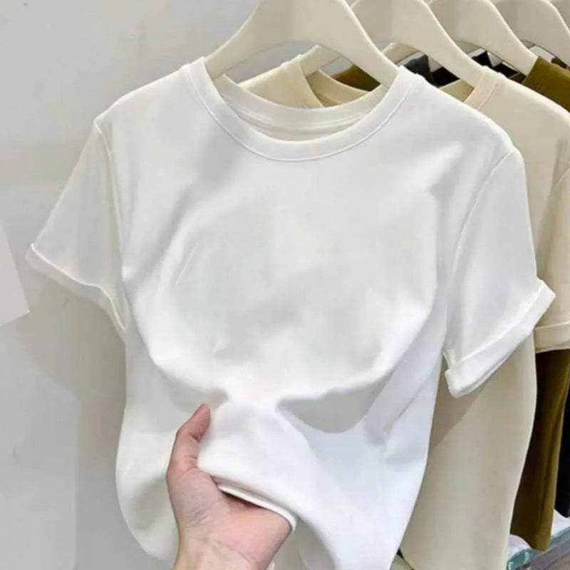 Retro butterfly pure cotton design sense round neck printed short sleeve T-shirt women's summer slim fit versatile foreign style top tide