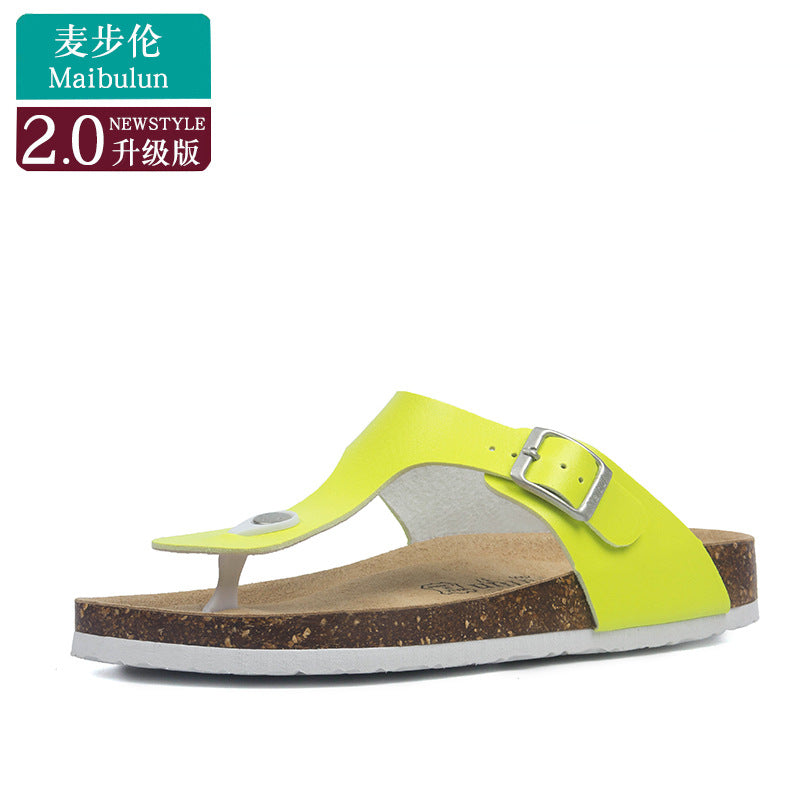 Cork Slippers Men and Women Couples Beach Home Outdoor Flip-flops Boken Shoes Summer