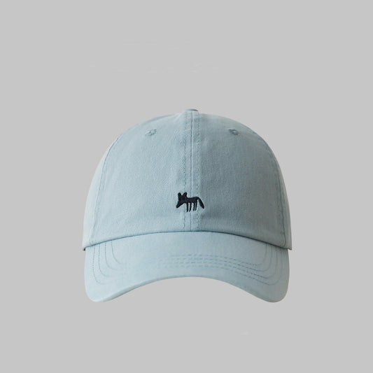 Cute little fox embroidered baseball cap for women's summer 2024 new wide-brimmed face small sunscreen sunshade cap