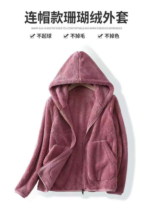 Winter lamb fleece coat