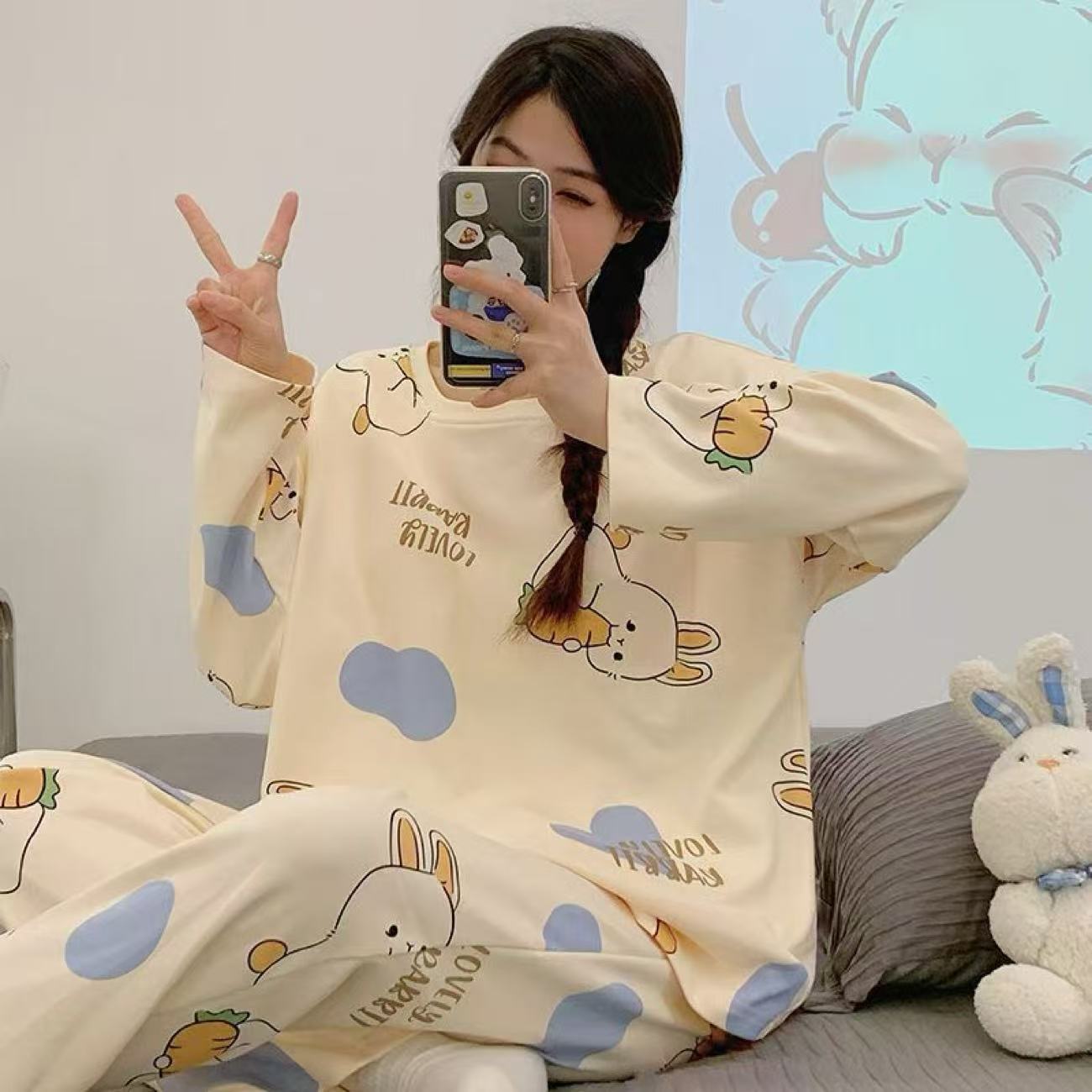 Long-sleeved thin pajamas set