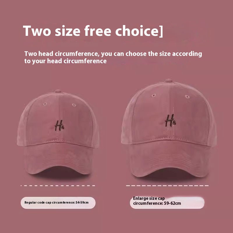Good version, raspberry powder 2025 new model, big head circumference, small face H letter baseball cap, men's and women's duck tongue sunscreen cap