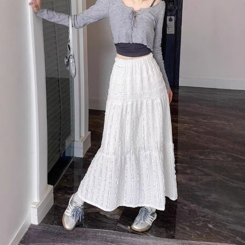 Pure desire wind lace skirt women's spring summer new French gentle wind long skirt design sense super fairy first love skirt