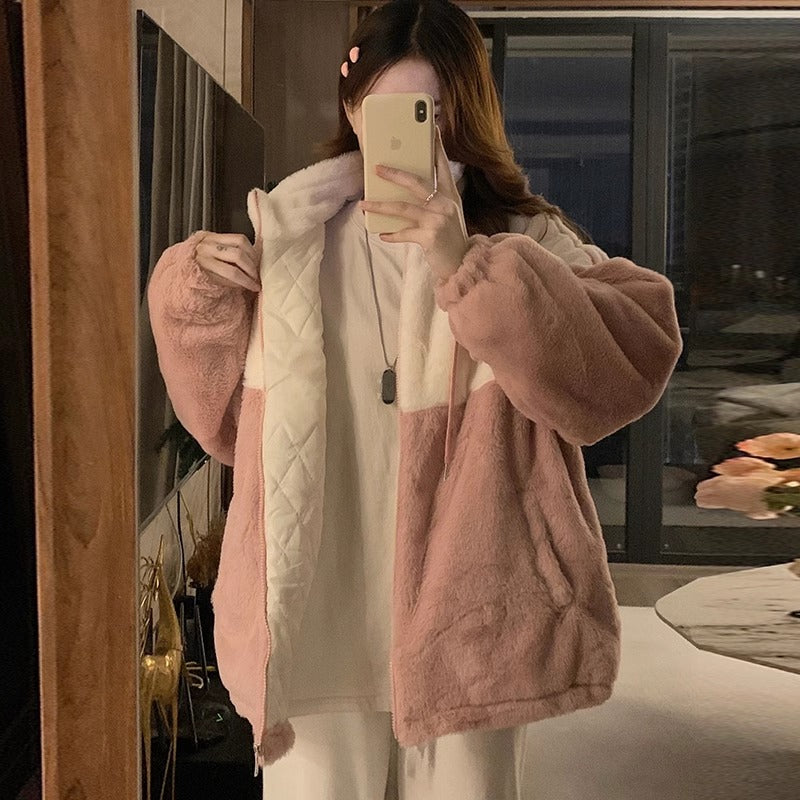 2025 New Thickened Lamb Wool Coat for Girls, Cute and Warm Jacket for Middle and High School Students