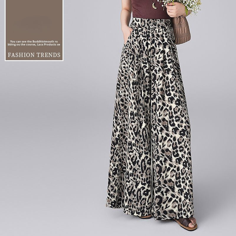 Printed beach culottes 2025 summer new high-waisted and thin sunscreen pants loose nine points/trousers casual women's trousers