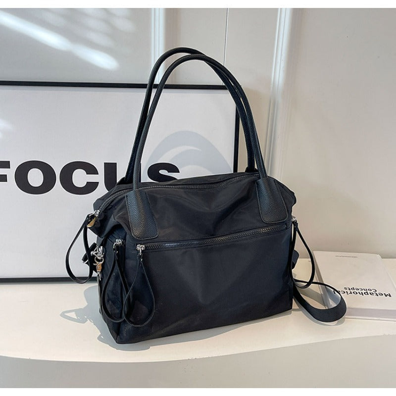 2025 new messenger bag women's nylon cloth solid color portable tote bag large capacity commuter underarm bag shoulder bag