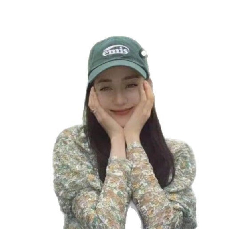 Emis hat women's new high version baseball cap Korean ins trendy brand green soft top shows face ducktongue black