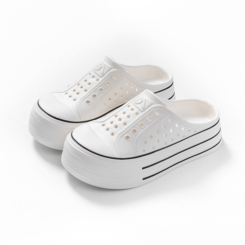 Thick-soled women's hole shoes summer 2025 new indoor home non-slip deodorant outer wear fashionable simple cool slippers