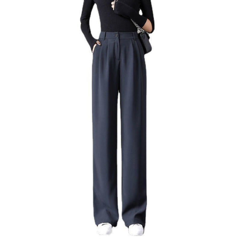 White pants women's 2025 new trendy wide-leg pants loose versatile and thin casual pants summer thin suit pants