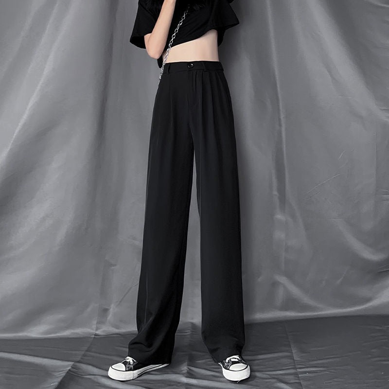 White pants women's 2025 new trendy wide-leg pants loose versatile and thin casual pants summer thin suit pants