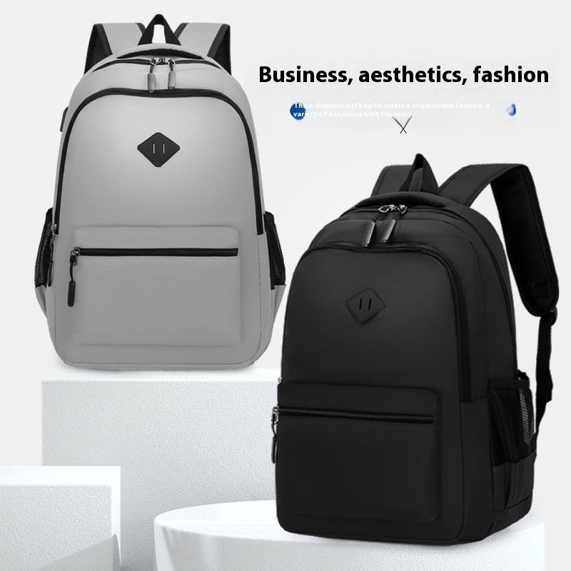 Business backpack large capacity solid color simple couple casual backpack campus style Japanese versatile women