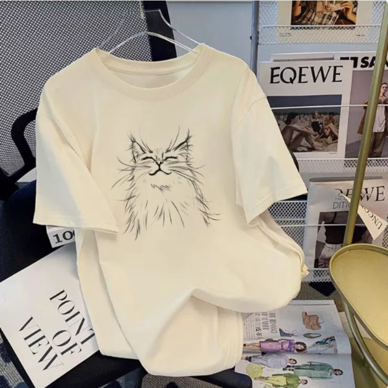 European goods large version white short-sleeved t-shirt women's 2025 summer new fashion versatile t-shirt medium and long top ins tide