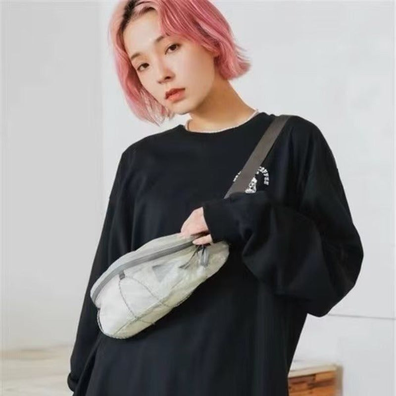 Burst Shuai ultra-light and thin 3m reflective and outdoor function waterproof DuPont plaid nylon fanny pack strap breast bag