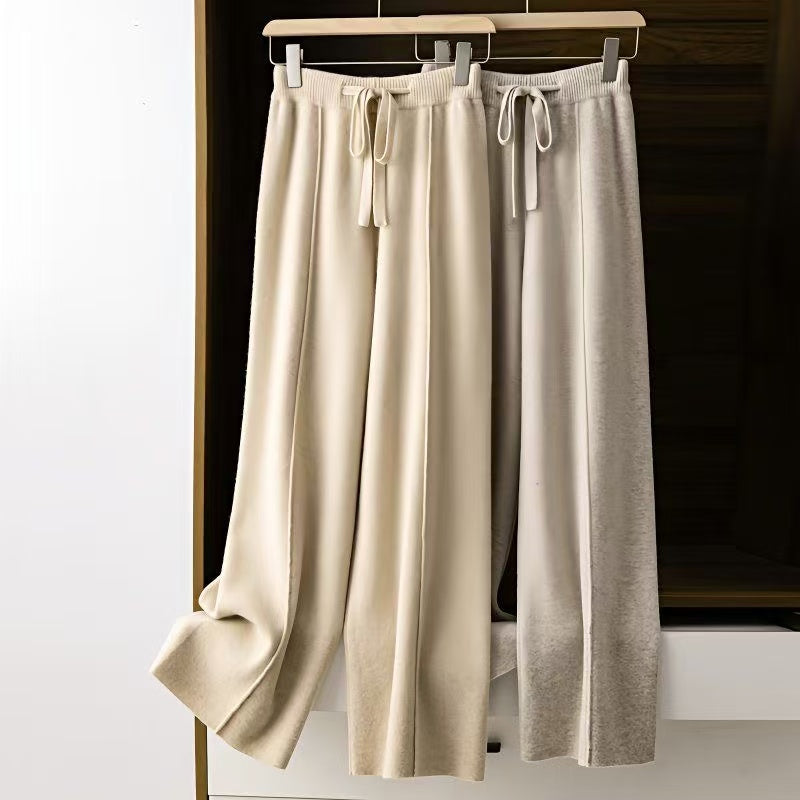 Knitted wide-leg pants