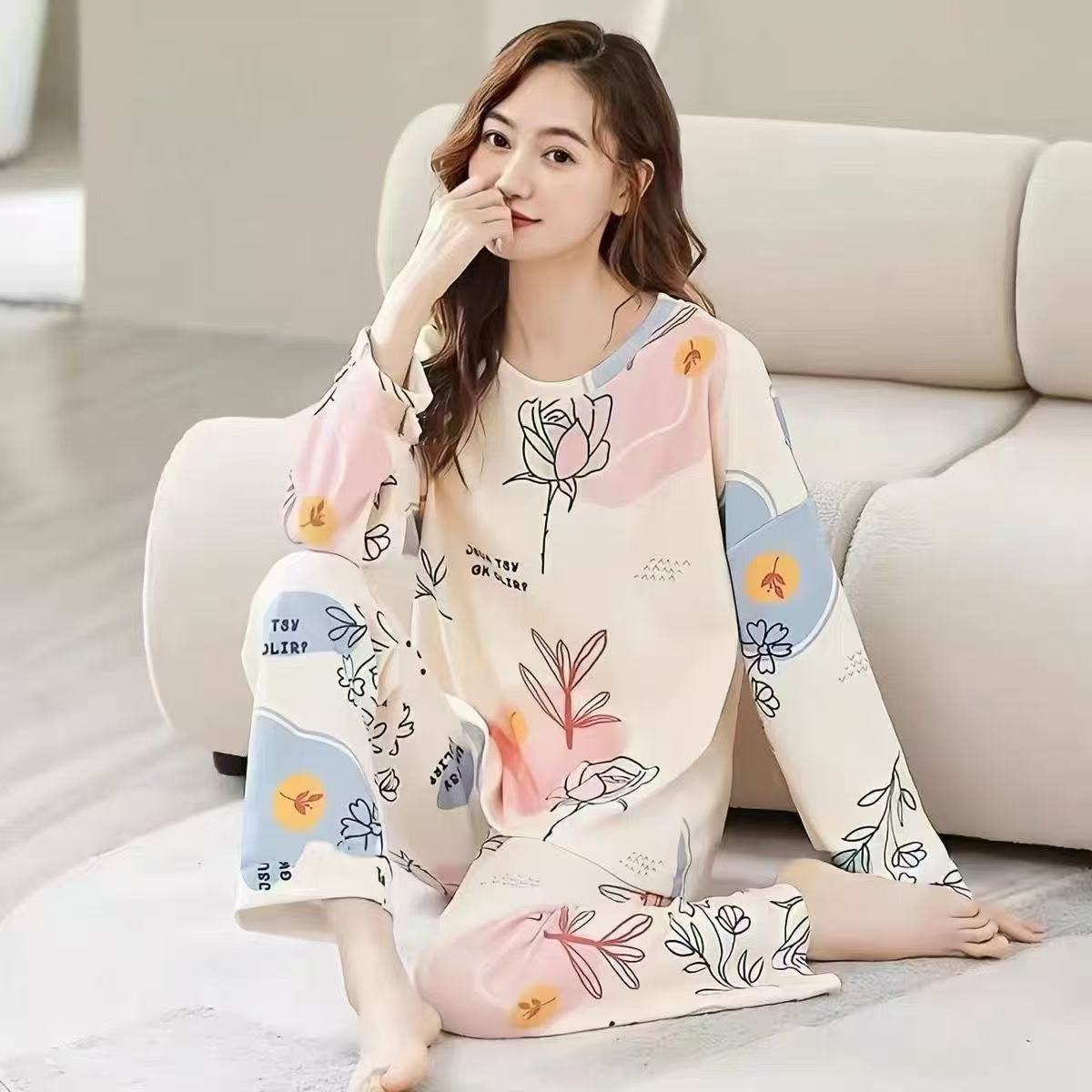 Long-sleeved thin pajamas set