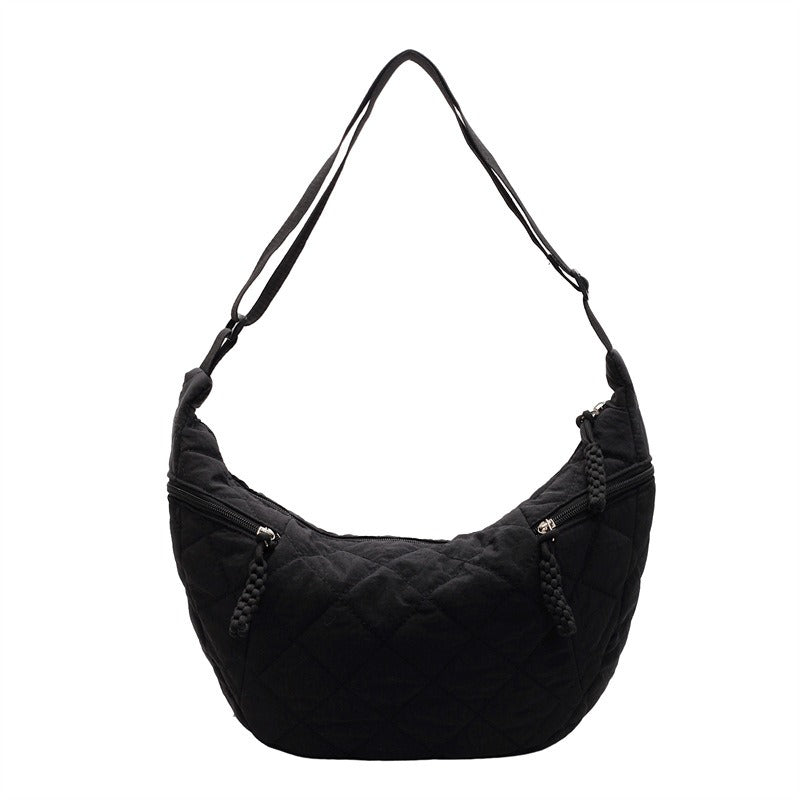 Fashion diamond embroidered thread bag cross-border new solid color large capacity texture Oxford cloth bag dumpling shoulder messenger bag